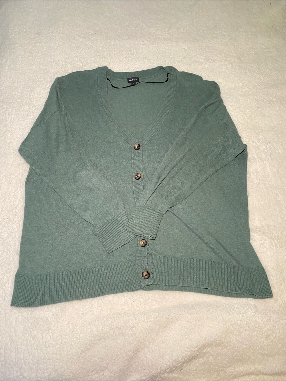 torrid muted sage green V-neck Button Cardigan
